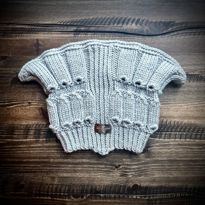 Handmade knitted mithril grey beanie