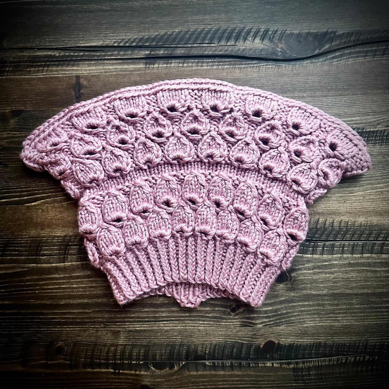 Handmade knitted dreamy pink beanie