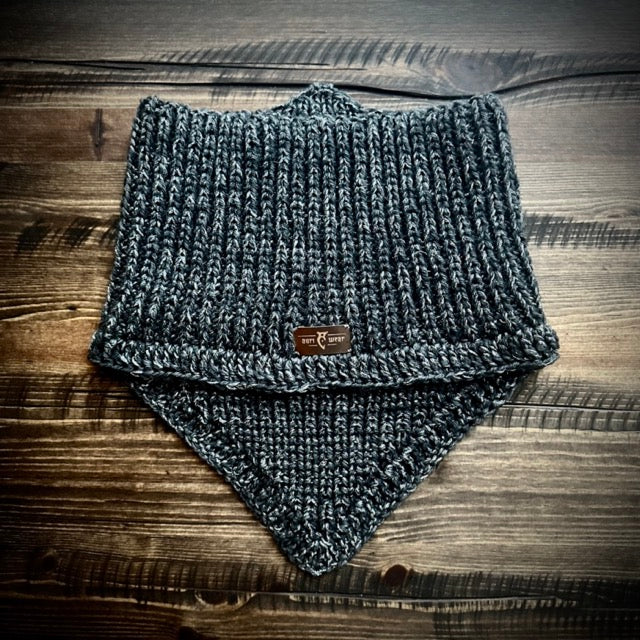 Handmade knitted glowing grey cowl