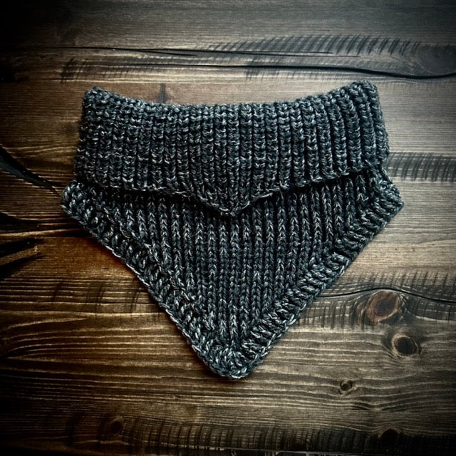 Handmade knitted glowing grey cowl