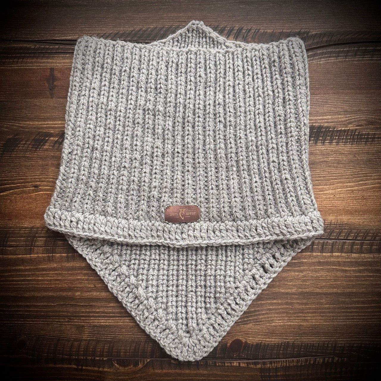 handmade knitted sparkling grey cowl