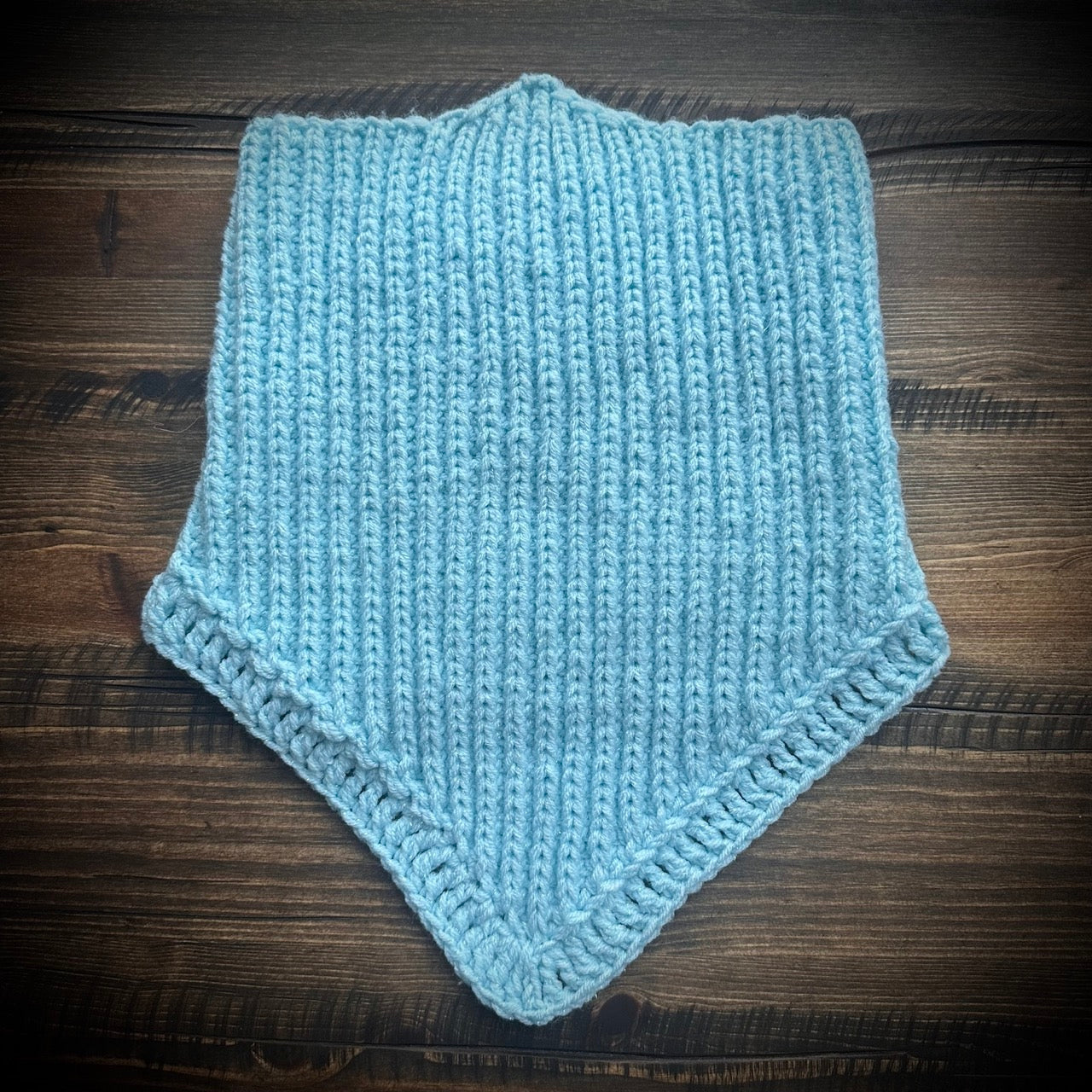 handmade knitted sparkling arctic blue cowl