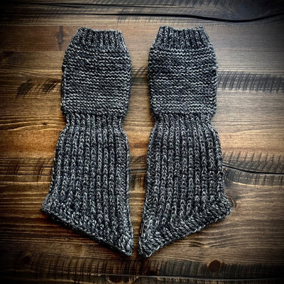 Handmade knitted glowing grey arm warmers