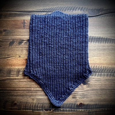 Handmade knitted midnight blue cowl