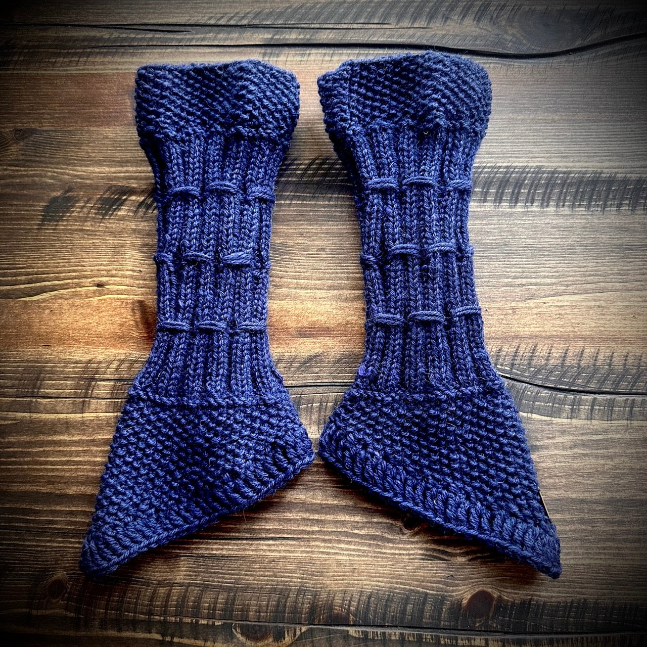 Handmade knitted midnight blue arm warmers