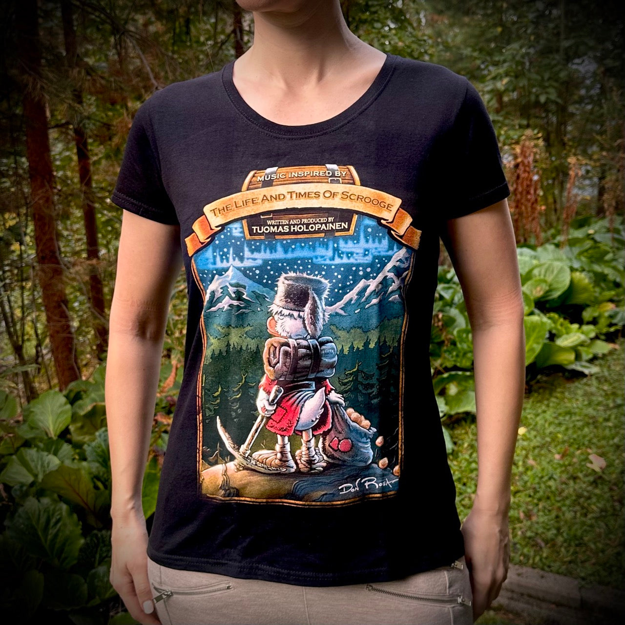 THE LIFE AND TIMES OF SCROOGE T-SHIRT ( Lady fit) BLACK