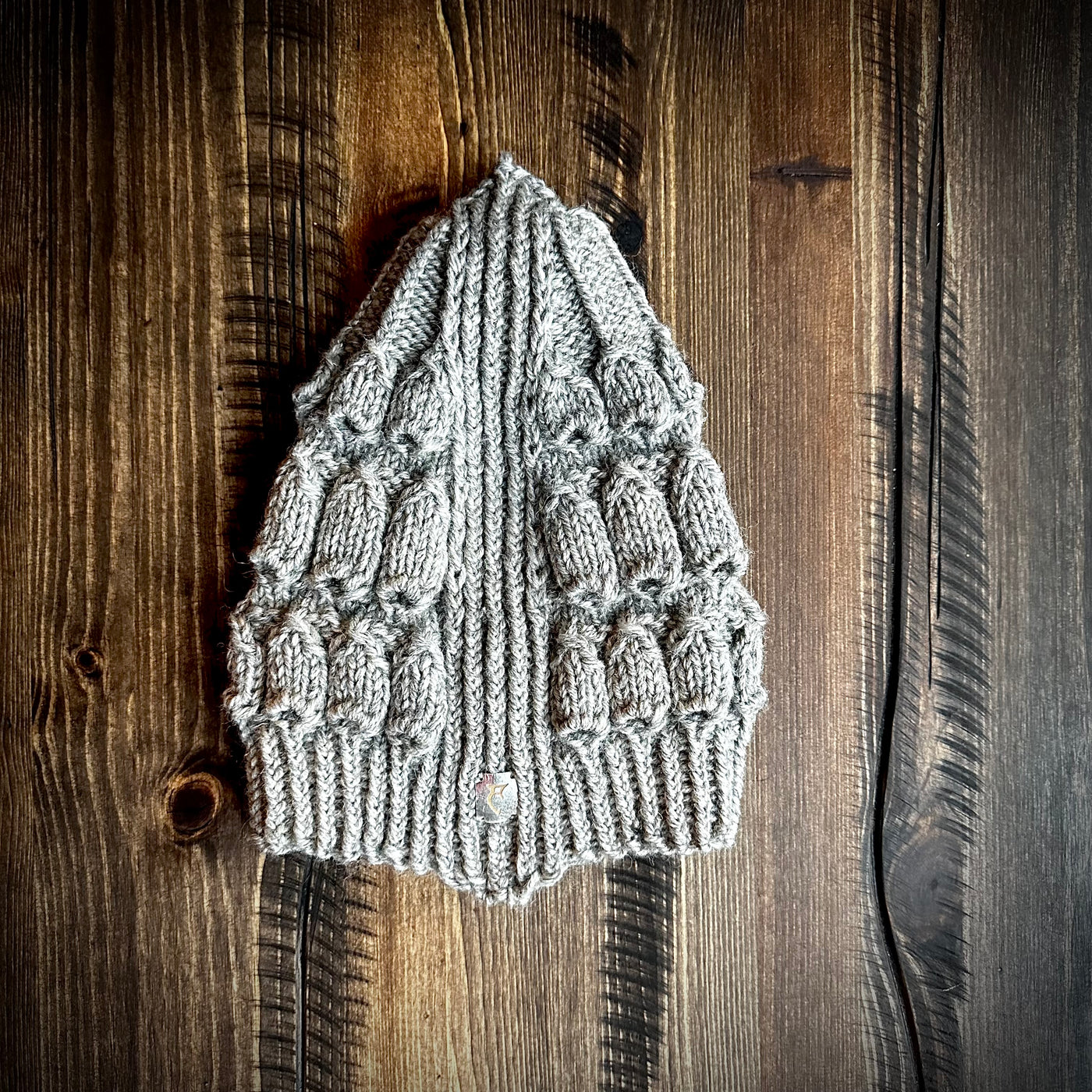 Handmade knitted eden grey kids beanie
