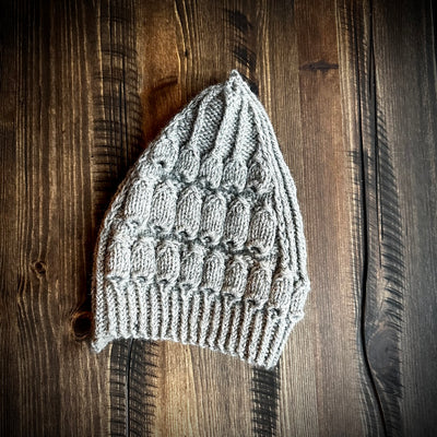 Handmade knitted eden grey kids beanie