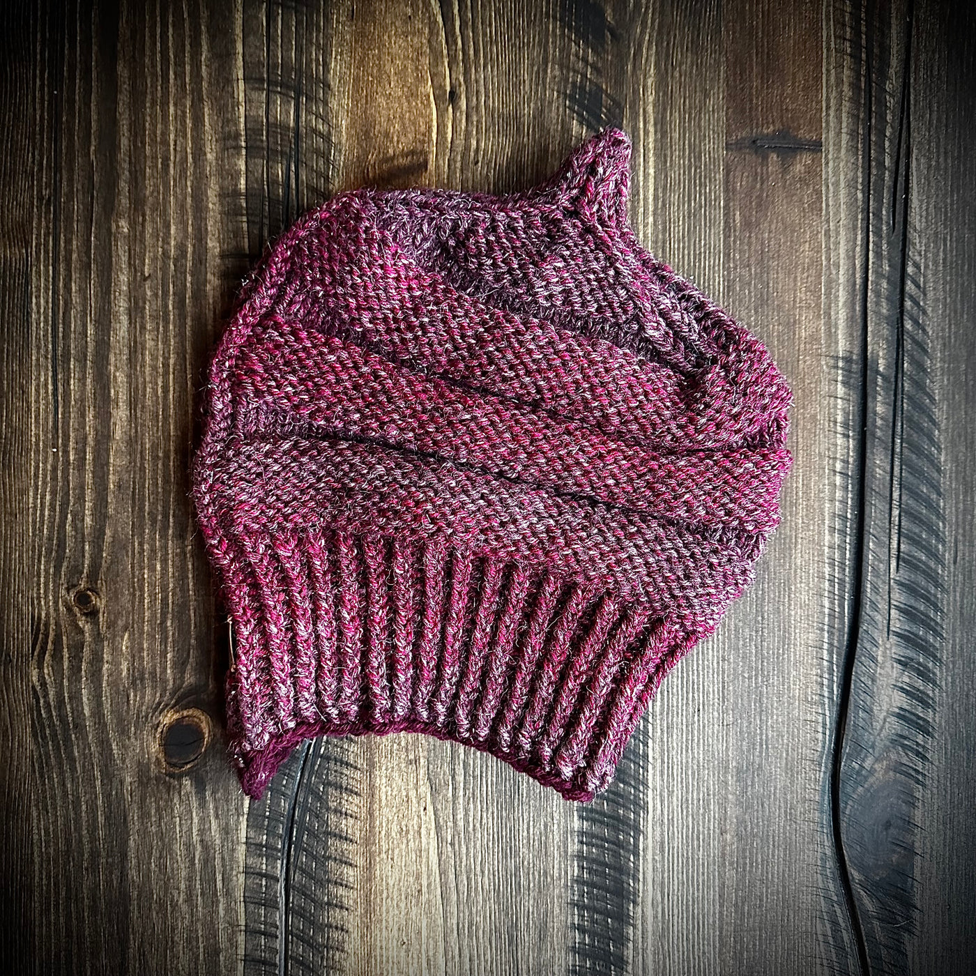 Handmade knitted sparkling ruby kids beanie