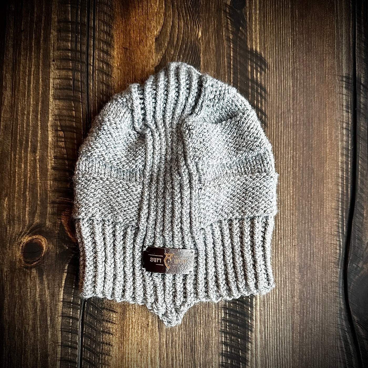 Handmade knitted dreamy grey baby beanie