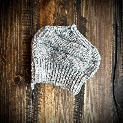 Handmade knitted dreamy grey baby beanie