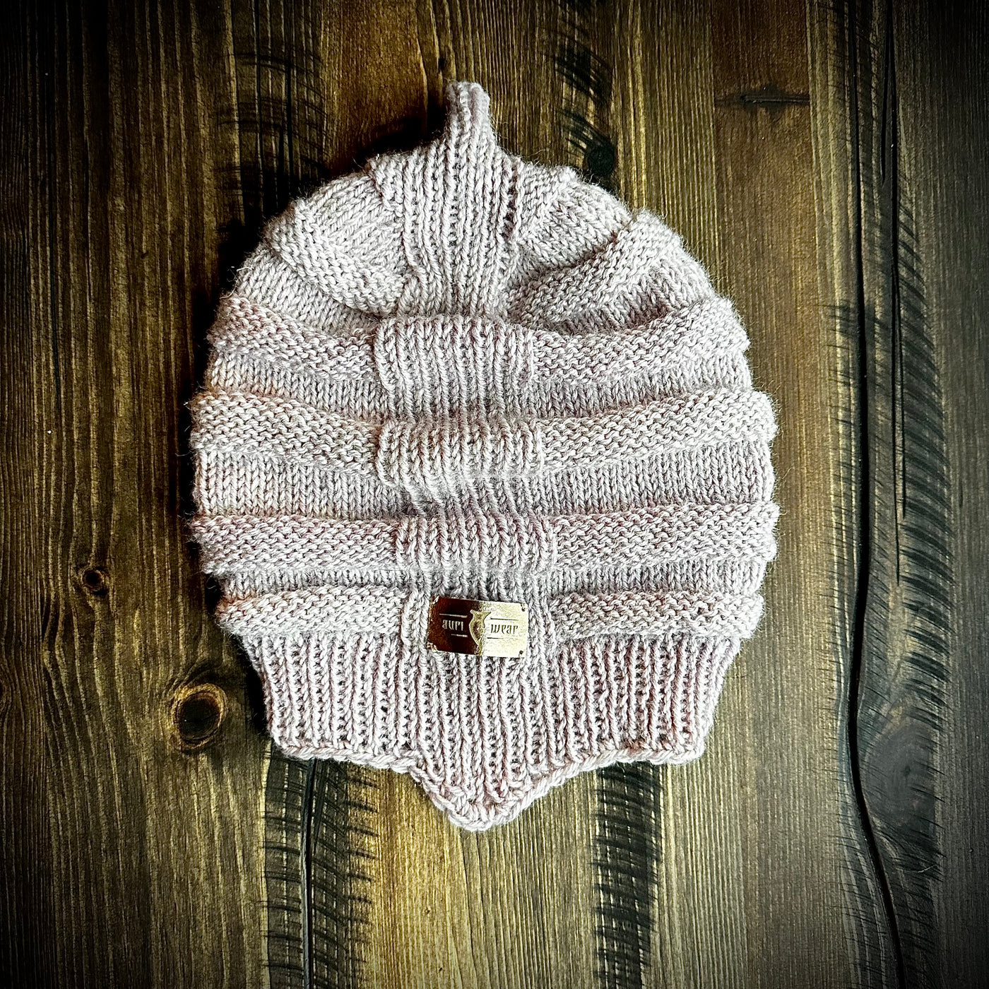 Handmade knitted sparkling blush kids beanie