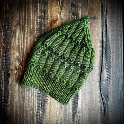 Handmade knitted forest green beanie