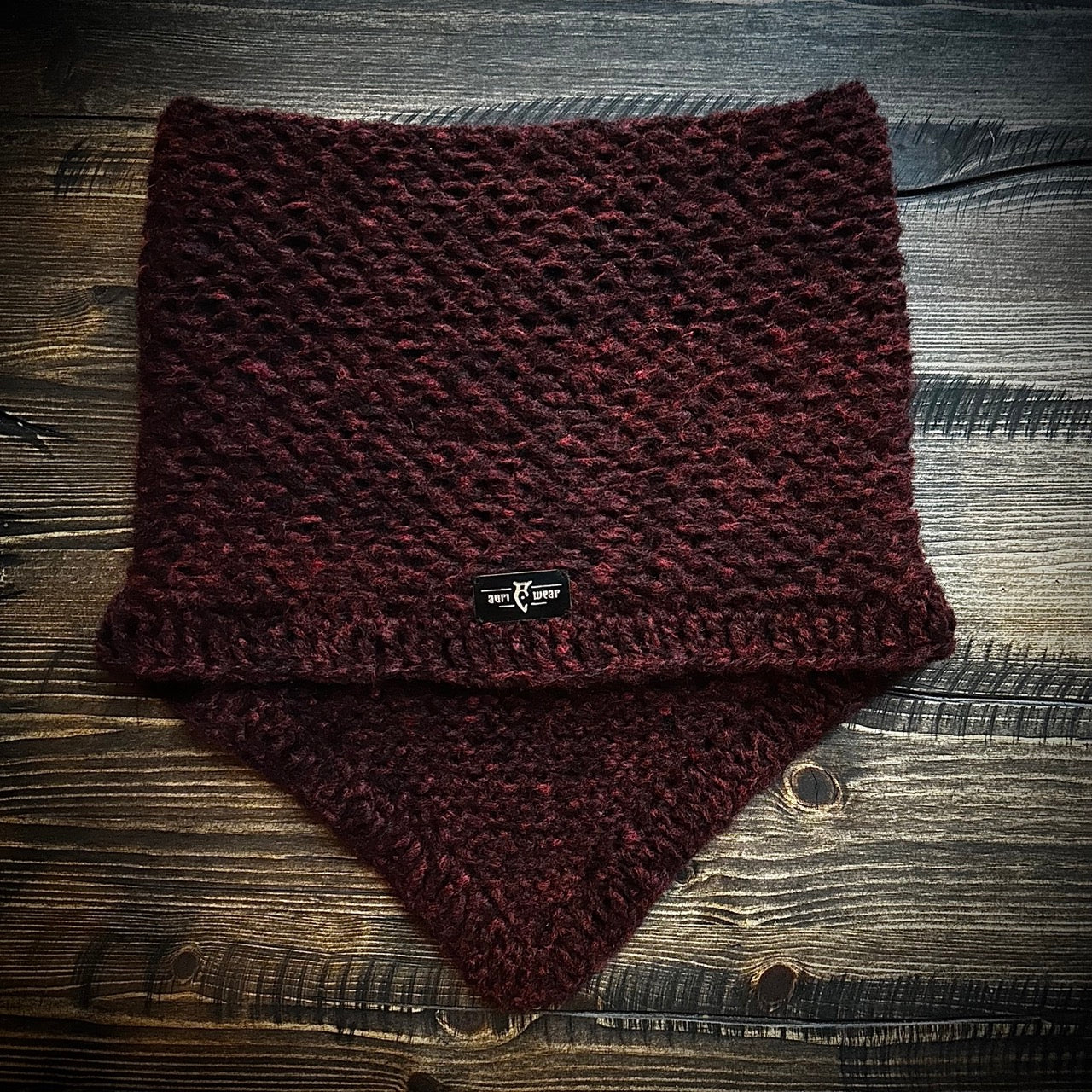 Handmade knitted earthy red cowl