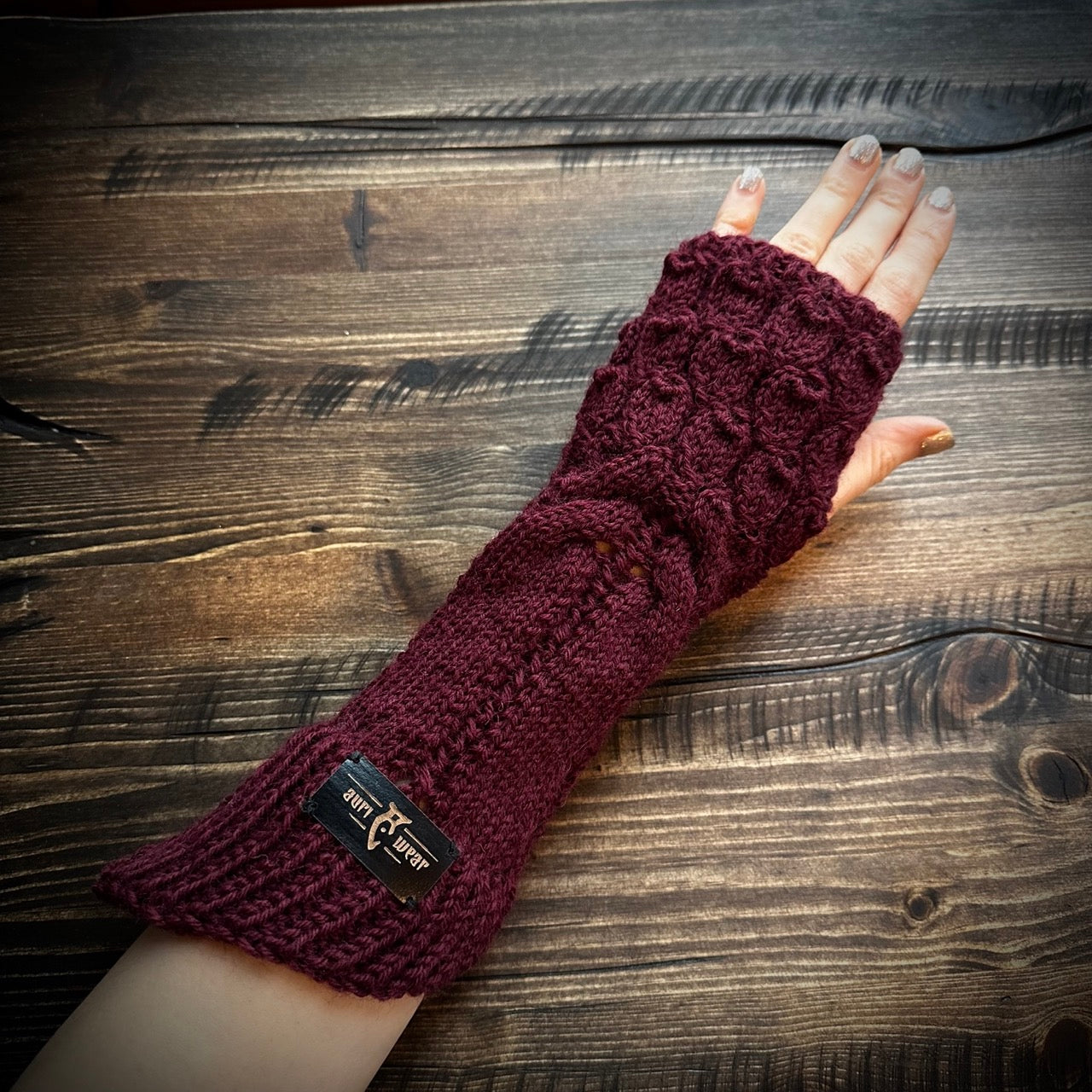 Handmade knitted mulled wine arm warmers