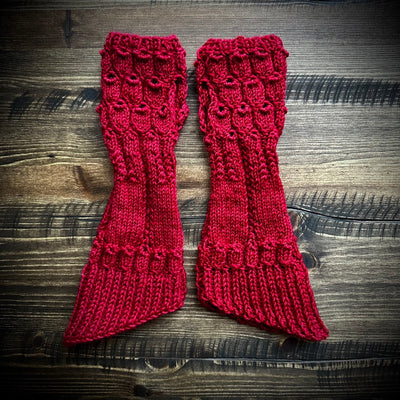 Handmade knitted cardinal red arm warmers