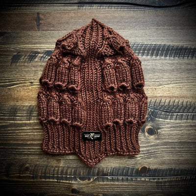 Handmade knitted autumn brown beanie