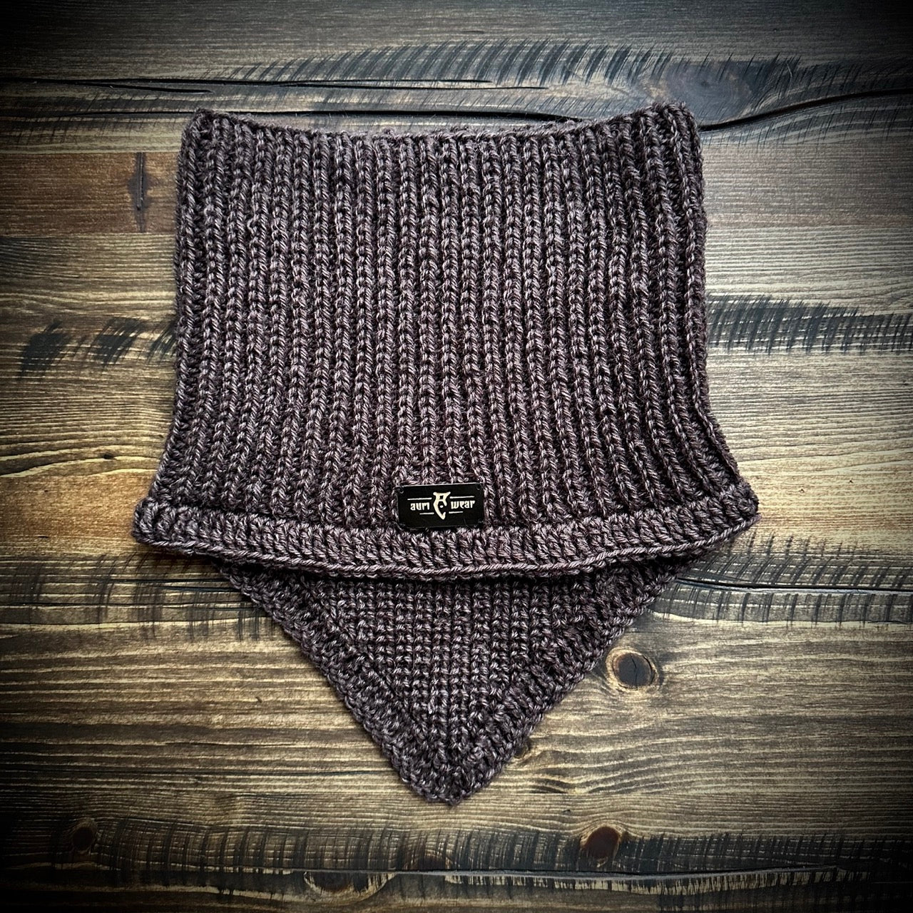 Handmade knitted earthy brown cowl