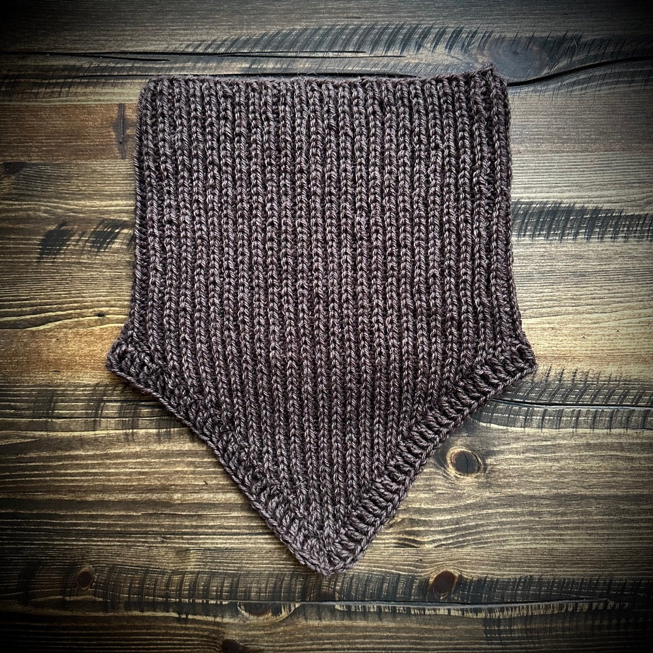 Handmade knitted earthy brown cowl