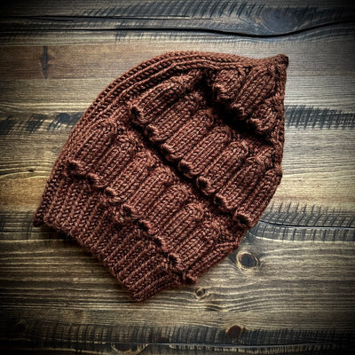 Handmade knitted atumn brown beanie