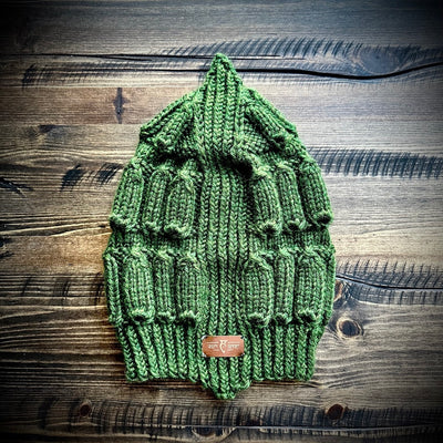 Handmade knitted forest green beanie