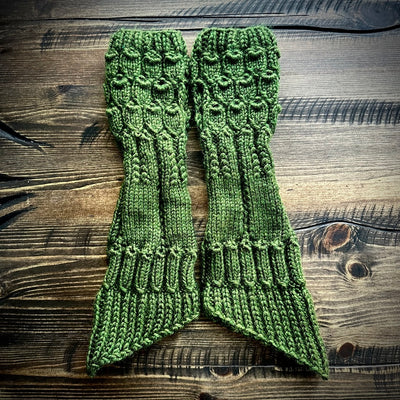 Handmade knitted forest green arm warmers