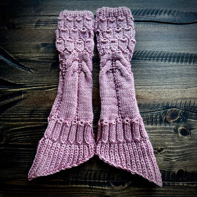 Handmade knitted dusty rose arm warmers