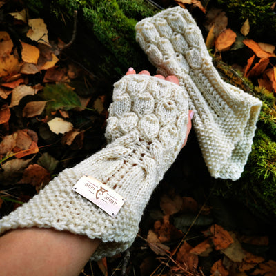 Handmade knitted ivory arm warmers