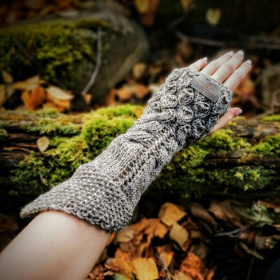 Handmade knitted nature grey arm warmers