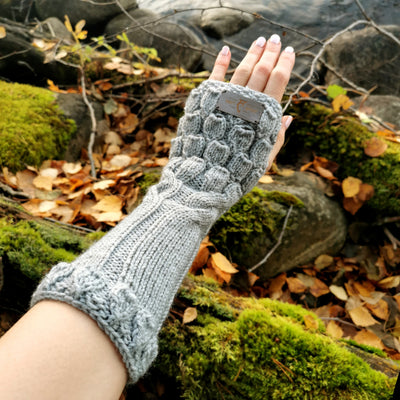 Handmade knitted misty grey arm warmers
