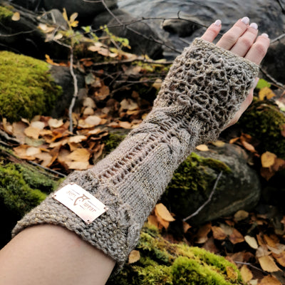 Handmade knitted sand gold arm warmers