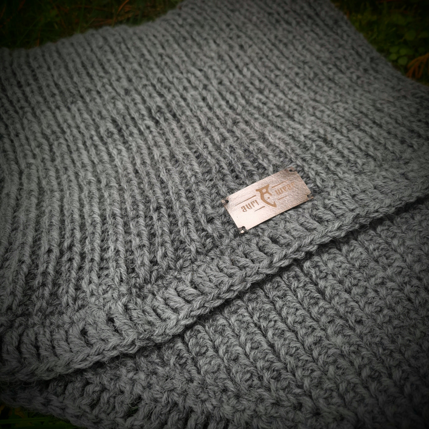 Handmade knitted steel grey cowl