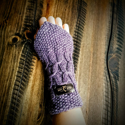 Handmade knitted dusty lavender wrist warmers