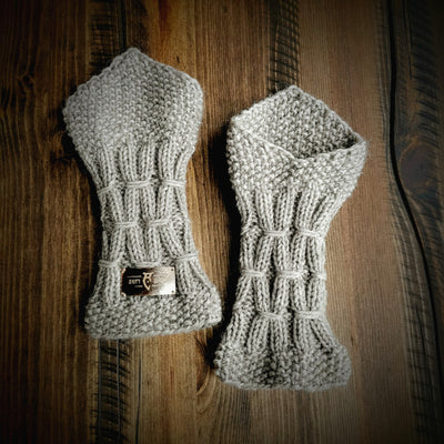 Handmade knitted harbor grey wrist warmers