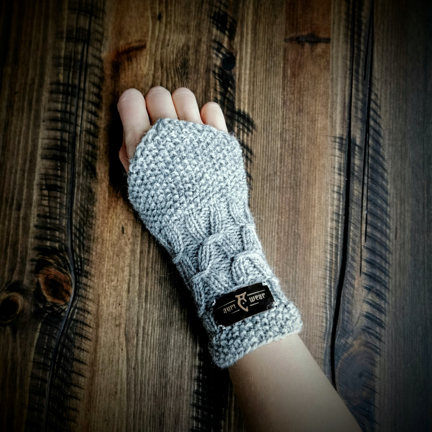 Handmade knitted catnap grey wrist warmers