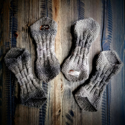Handmade knitted gradient brown wrist warmers