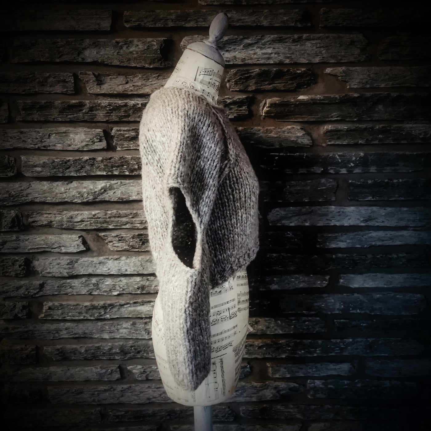 Handmade knitted rare light grey sweater