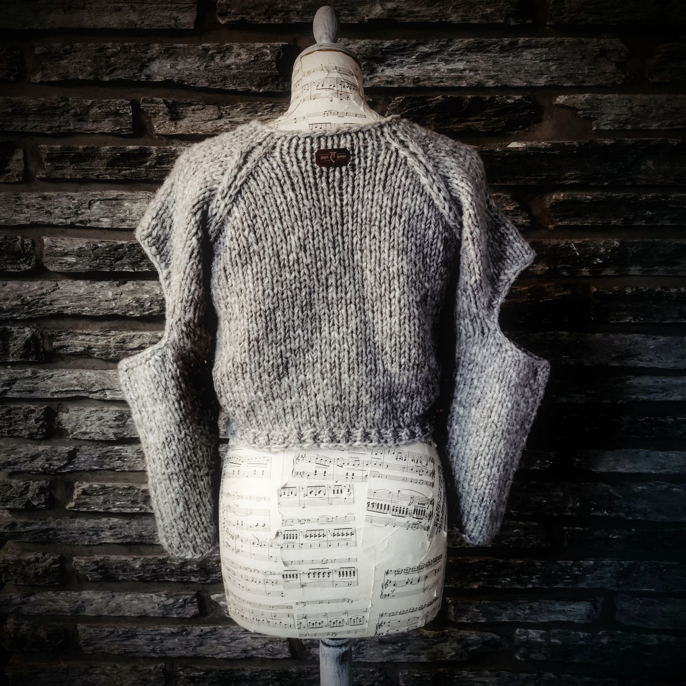 Handmade knitted rare light grey sweater