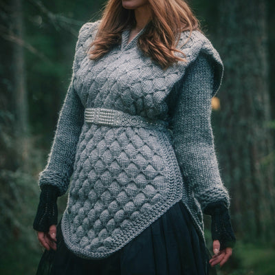 Handmade knitted imperial grey breastplate