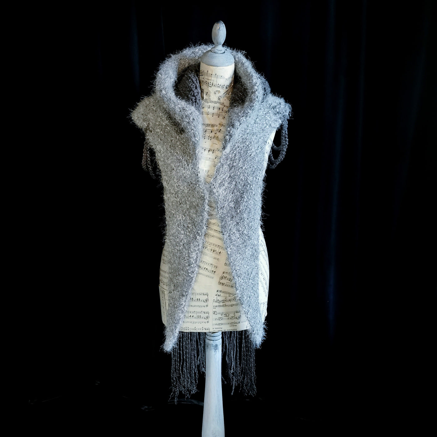 Handmade knitted stormy grey knitted vest