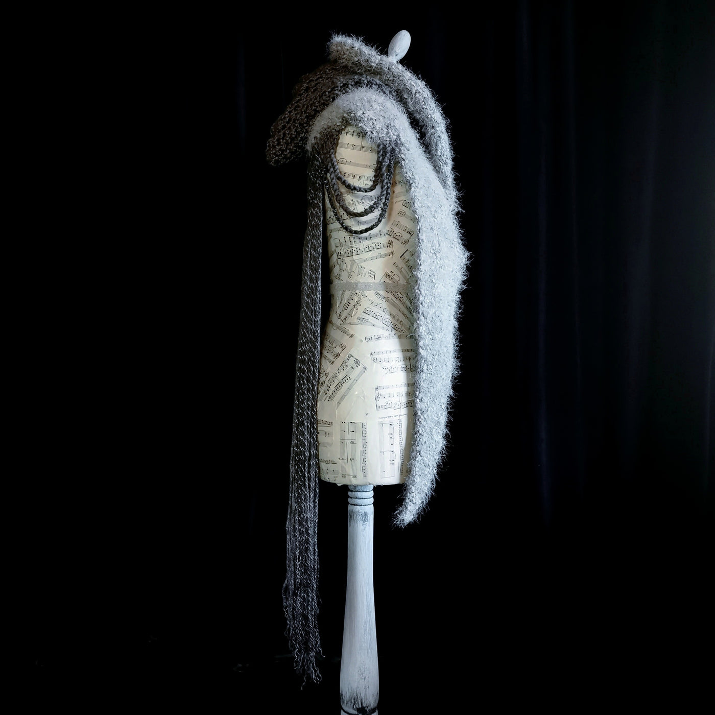 Handmade knitted stormy grey hooded vest