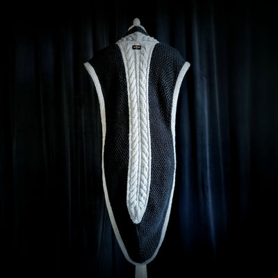 Handmade knitted black and silver sleeveless raiment