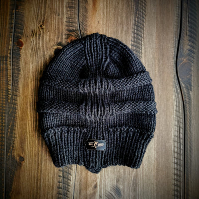 Handmade knitted midnight black beanie