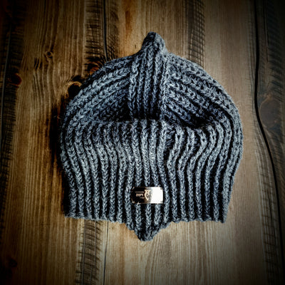 Handmade knitted anchor grey beanie