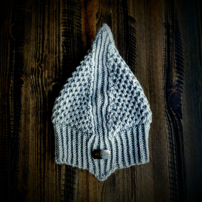 Handmade knitted light grey beanie