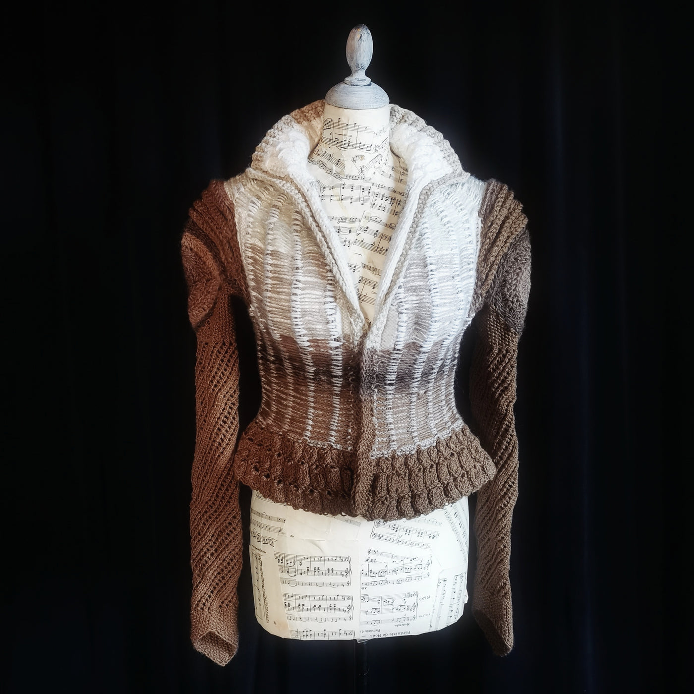 Handmade knitted enlightened brown cardigan
