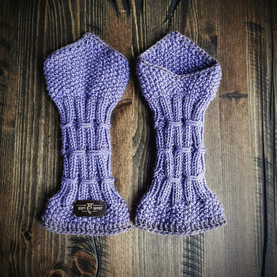 Handmade knitted sweet lavender wrist warmers