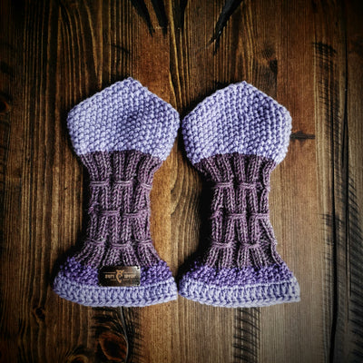 Handmade knitted rich purple wrist warmers