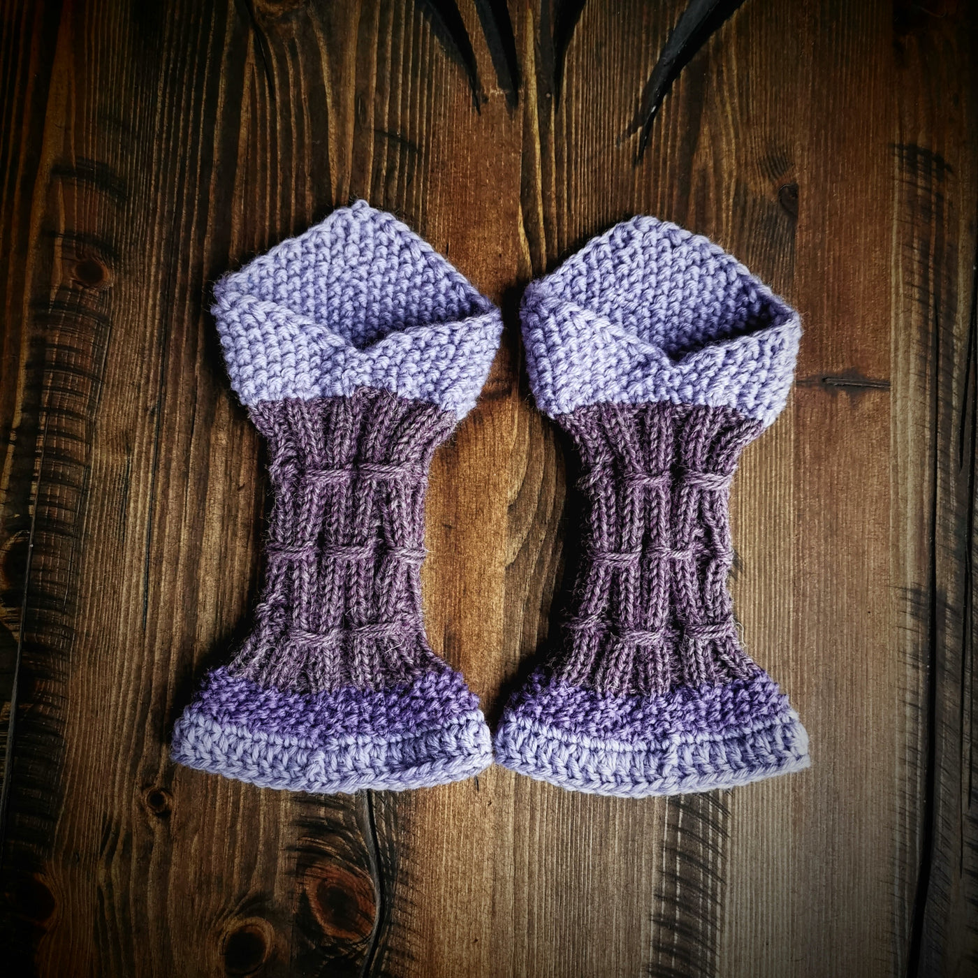 Handmade knitted rich purple wrist warmers