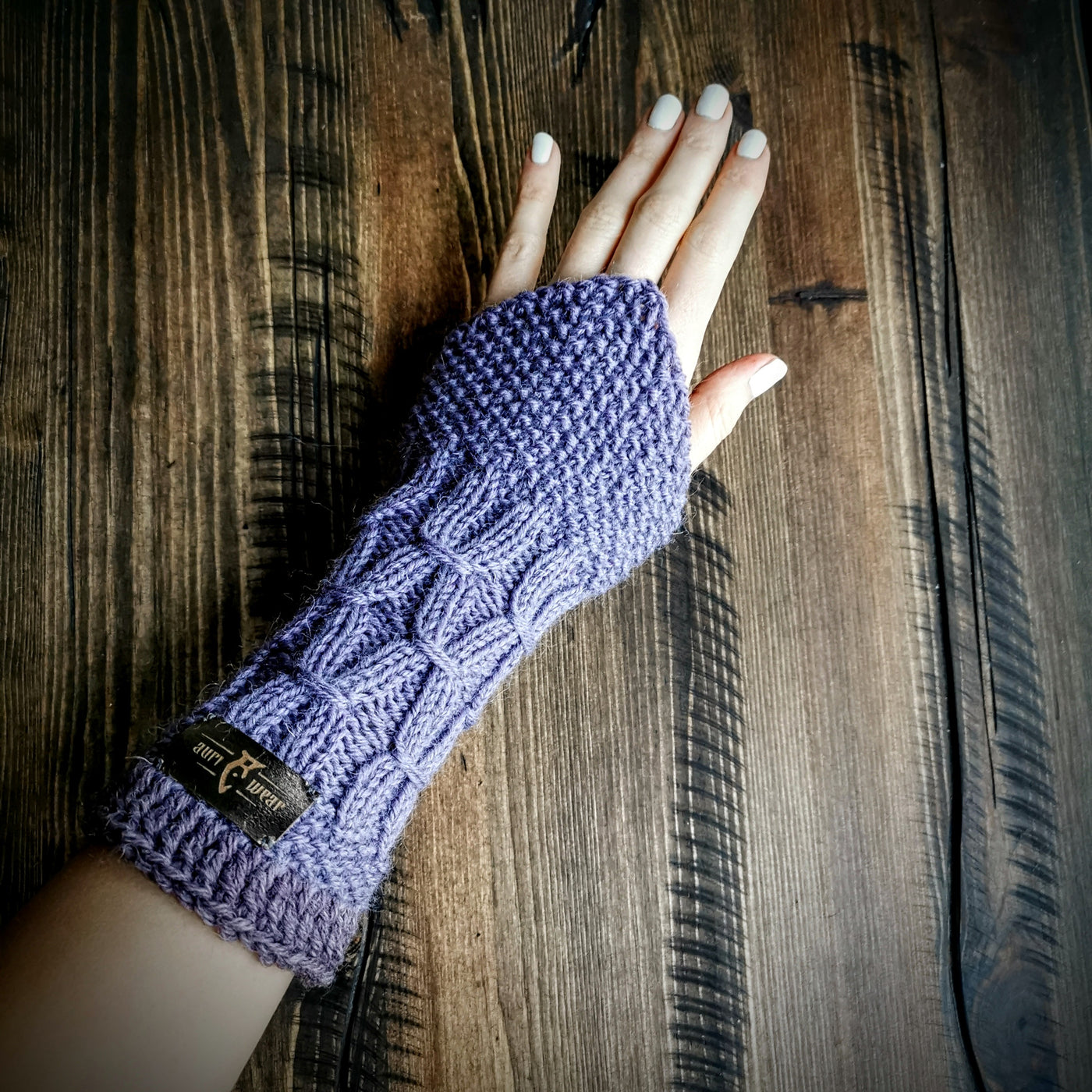 Handmade knitted dreamy lavender wrist warmers